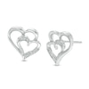 Thumbnail Image 1 of Diamond Accent Double Heart Stud Earrings in Sterling Silver