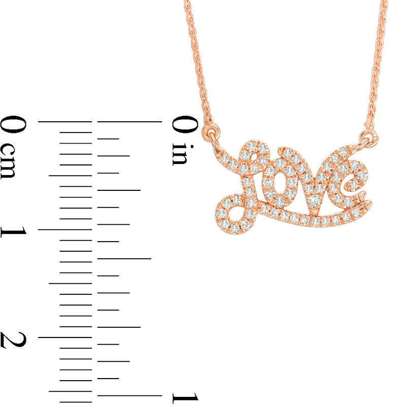 Vera Wang Love Collection 1/6 CT. T.W. Diamond Mini "Love" Necklace in 14K Rose Gold - 19"