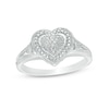 Thumbnail Image 1 of Multi-Diamond Accent Frame Heart Ring in Sterling Silver