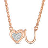 Thumbnail Image 1 of Composite Diamond Accent Heart "U" Necklace in Sterling Silver with 14K Rose Gold Plate - 17.5"