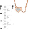 Thumbnail Image 2 of Composite Diamond Accent Heart "U" Necklace in Sterling Silver with 14K Rose Gold Plate - 17.5"