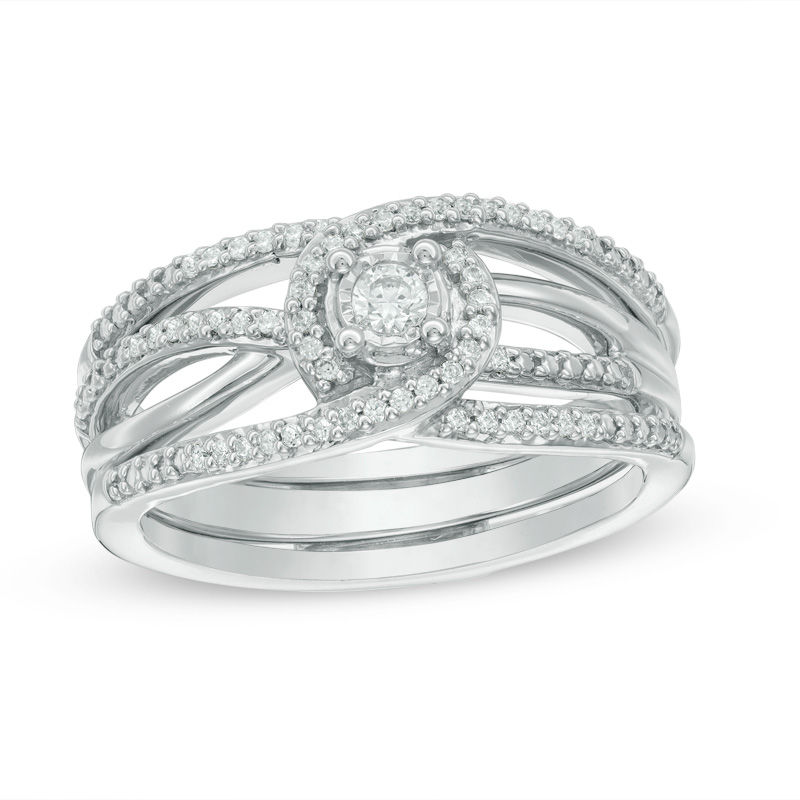 Convertibilities 1/5 CT. T.W. Diamond Crossover Bypass Three-in-One Ring in Sterling Silver