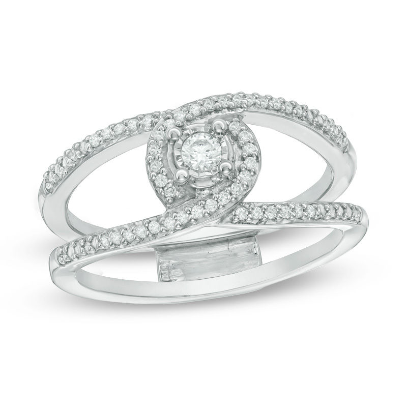 Main Image 4 of Convertibilities 1/5 CT. T.W. Diamond Crossover Bypass Three-in-One Ring in Sterling Silver