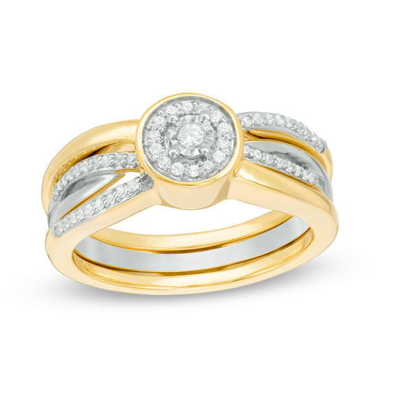 Convertibilities 1/5 CT. T.w. Diamond Crossover Three-in-One Ring in Sterling Silver and 10K Gold
