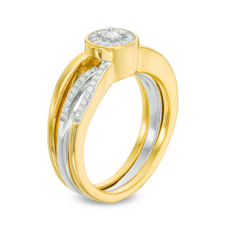 Main Image 2 of Convertibilities 1/5 CT. T.W. Diamond Crossover Three-in-One Ring in Sterling Silver and 10K Gold