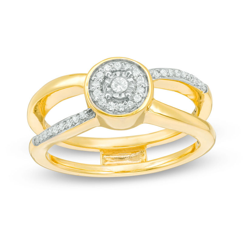 Main Image 3 of Convertibilities 1/5 CT. T.W. Diamond Crossover Three-in-One Ring in Sterling Silver and 10K Gold