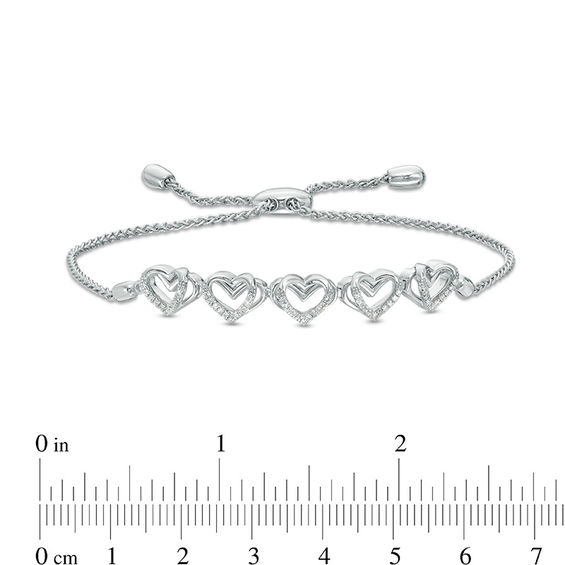The Kindred Heart from Vera Wang Love Collection 1/8 CT. T.w. Diamond Bolo Bracelet in Sterling Silver - 9.5"