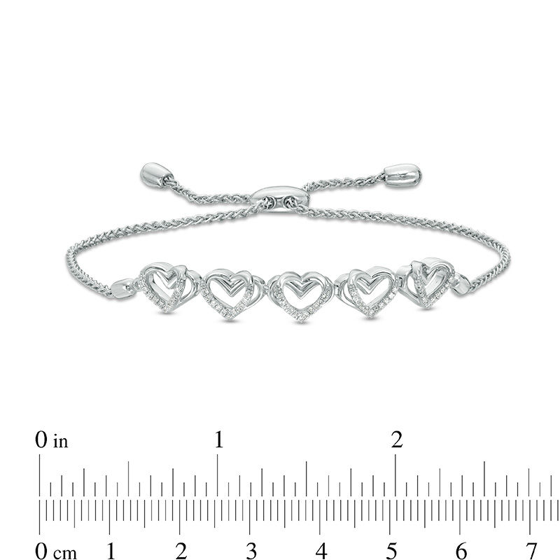 Main Image 4 of The Kindred Heart from Vera Wang Love Collection 1/8 CT. T.W. Diamond Bolo Bracelet in Sterling Silver - 9.5"