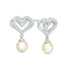 Thumbnail Image 0 of The Kindred Heart from Vera Wang Love Collection Cultured Freshwater Pearl and Diamond Drop Earrings in Sterling Silver