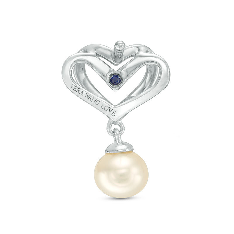 The Kindred Heart from Vera Wang Love Collection Cultured Freshwater Pearl and Diamond Drop Earrings in Sterling Silver