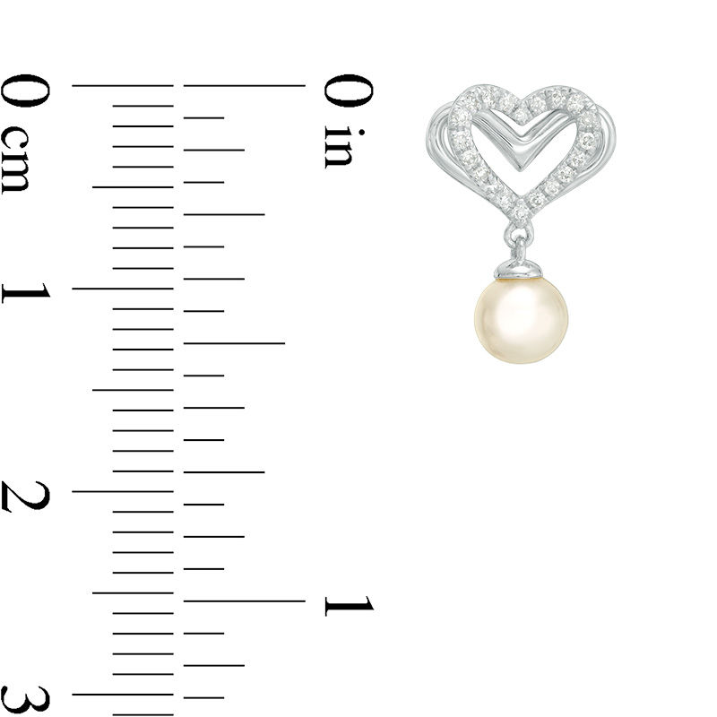 The Kindred Heart from Vera Wang Love Collection Cultured Freshwater Pearl and Diamond Drop Earrings in Sterling Silver