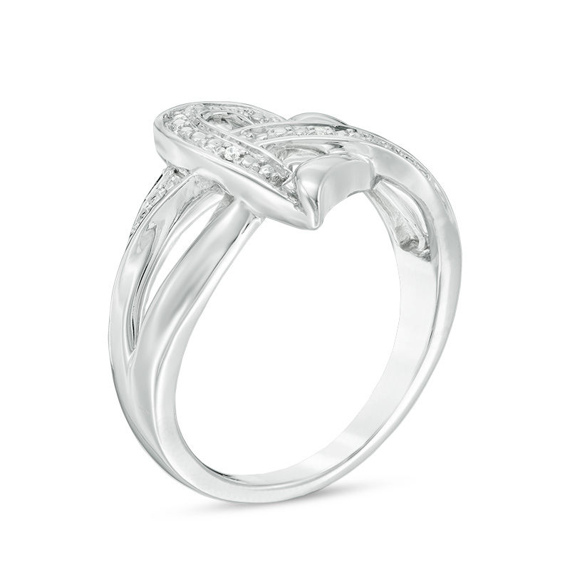 Main Image 2 of Diamond Accent Crossover Heart Ring in Sterling Silver