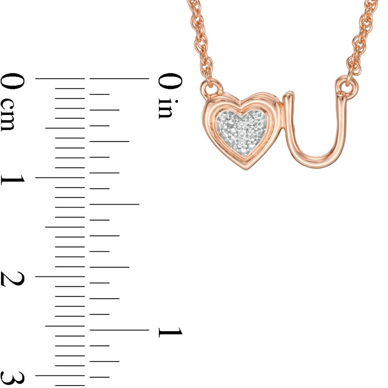 Main Image 2 of Composite Diamond Accent Heart "U" Necklace in Sterling Silver with 14K Rose Gold Plate - 17.5"