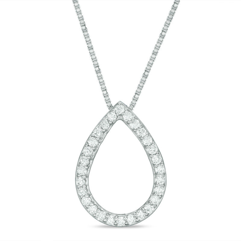 Main Image 3 of Convertibilities 1/4 CT. T.W. Composite Diamond Teardrop Frame Three-in-One Pendant in Sterling Silver and 10K Gold