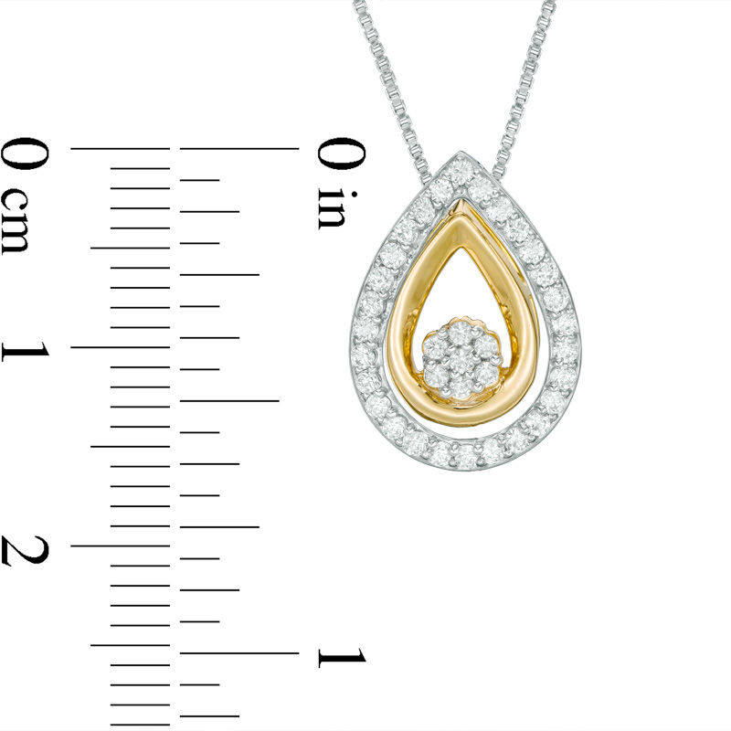 Main Image 4 of Convertibilities 1/4 CT. T.W. Composite Diamond Teardrop Frame Three-in-One Pendant in Sterling Silver and 10K Gold