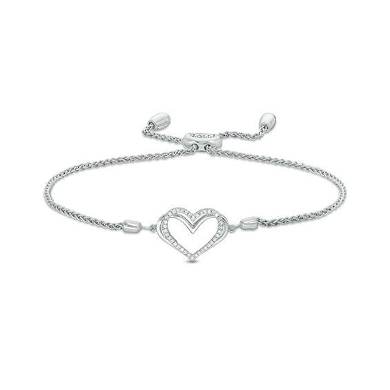 The Kindred Heart from Vera Wang Love Collection 1/10 CT. T.w. Diamond Bolo Bracelet in Sterling Silver - 9.5"