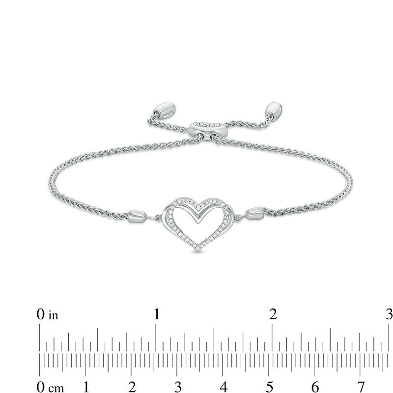 Main Image 4 of The Kindred Heart from Vera Wang Love Collection 1/10 CT. T.W. Diamond Bolo Bracelet in Sterling Silver - 9.5"