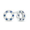 Thumbnail Image 1 of Vera Wang Love Collection Blue Sapphire and 1/20 CT. T.W. Diamond Open Circle Stud Earrings in Sterling Silver