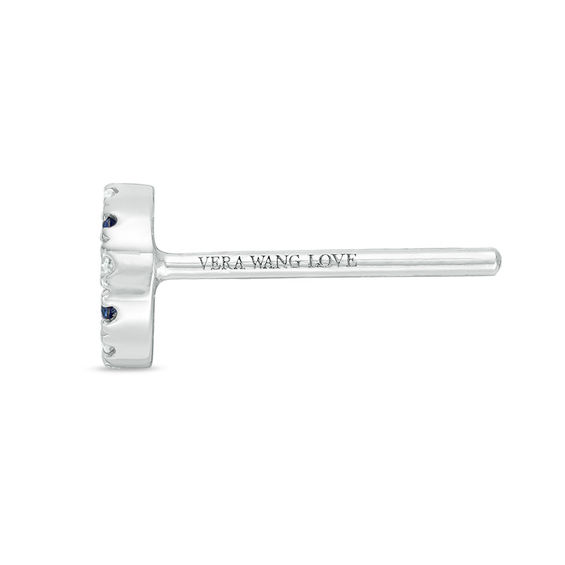 Vera Wang Love Collection Blue Sapphire and 1/20 CT. T.w. Diamond Open Circle Stud Earrings in Sterling Silver