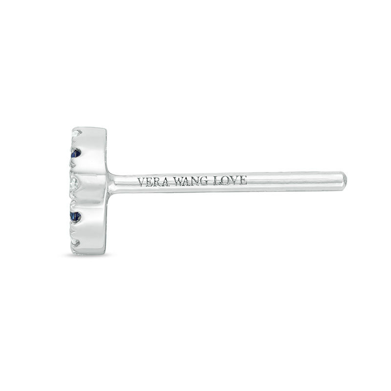 Main Image 2 of Vera Wang Love Collection Blue Sapphire and 1/20 CT. T.W. Diamond Open Circle Stud Earrings in Sterling Silver