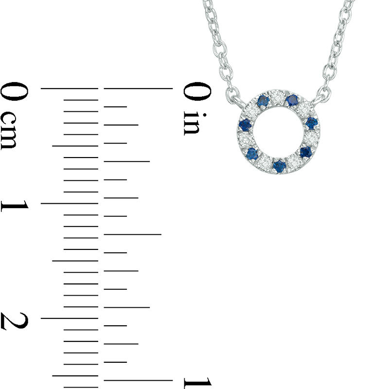 Main Image 3 of Vera Wang Love Collection Blue Sapphire and Diamond Accent Open Circle Necklace in Sterling Silver - 19"