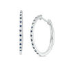 Thumbnail Image 1 of Vera Wang Love Collection Blue Sapphire and 1/5 CT. T.W. Diamond Hoop Earrings in Sterling Silver