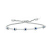 Thumbnail Image 1 of Vera Wang Love Collection Blue Sapphire and 1/3 CT. T.W. Diamond Bolo Bracelet in Sterling Silver - 9.5"