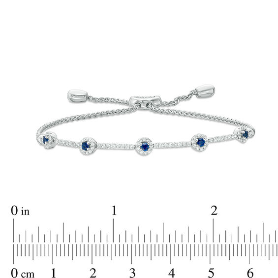 Vera Wang Love Collection Blue Sapphire and 1/3 CT. T.w. Diamond Bolo Bracelet in Sterling Silver - 9.5"