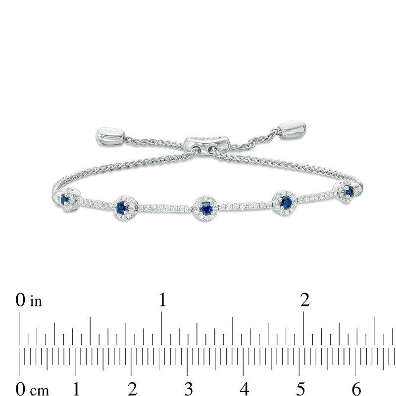 Main Image 3 of Vera Wang Love Collection Blue Sapphire and 1/3 CT. T.W. Diamond Bolo Bracelet in Sterling Silver - 9.5"