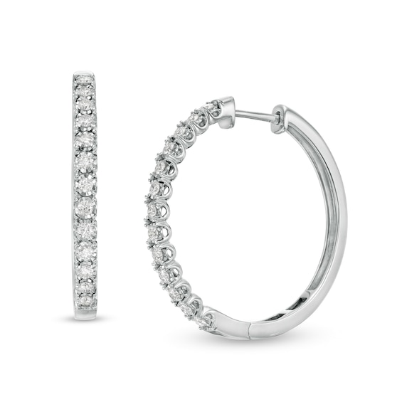 1 CT. T.w. Diamond Hoop Earrings in 10K White Gold