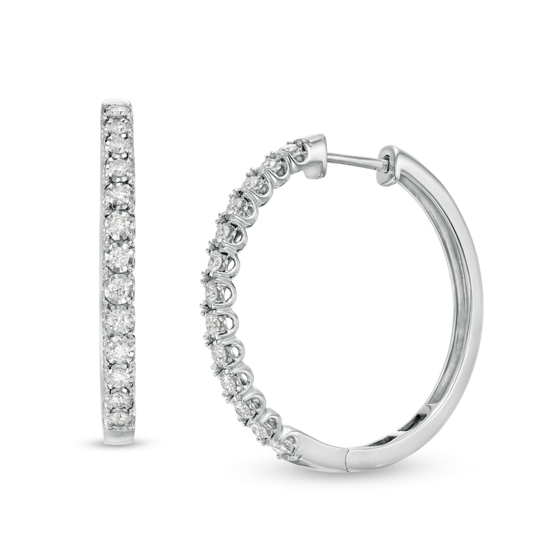 Main Image 1 of 1 CT. T.W. Diamond Hoop Earrings in 10K White Gold