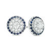 Thumbnail Image 1 of Vera Wang Love Collection 1/4 CT. T.W. Diamond and Blue Sapphire Frame Stud Earrings in 14K White Gold