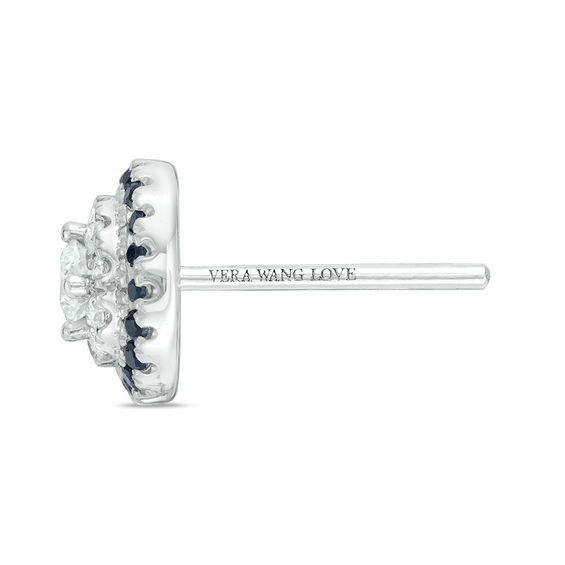 Vera Wang Love Collection 1/4 CT. T.w. Diamond and Blue Sapphire Frame Stud Earrings in 14K White Gold