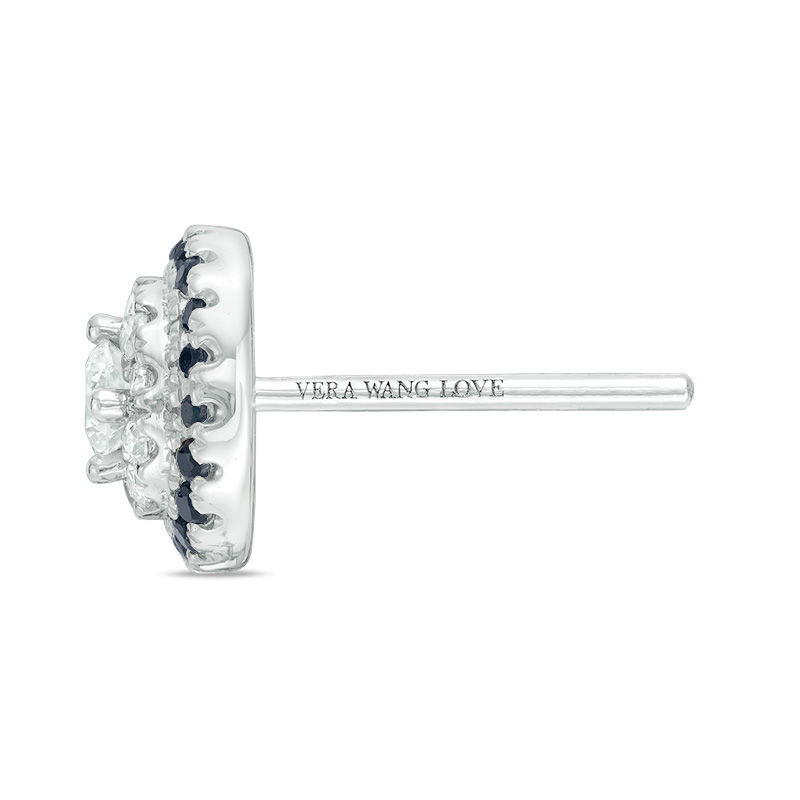 Main Image 2 of Vera Wang Love Collection 1/4 CT. T.W. Diamond and Blue Sapphire Frame Stud Earrings in 14K White Gold