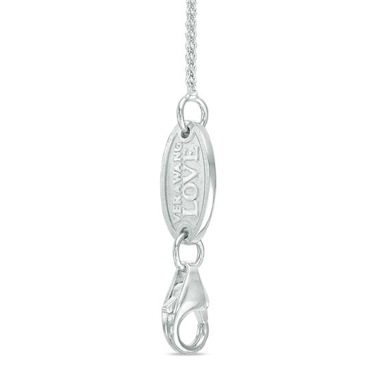Vera Wang Love Collection 1/5 CT. T.w. Diamond and Blue Sapphire Frame Chevron Necklace in 14K White Gold - 19"