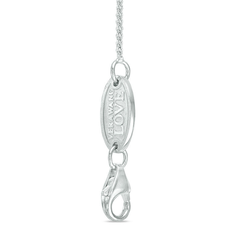 Main Image 2 of Vera Wang Love Collection 1/5 CT. T.W. Diamond and Blue Sapphire Frame Chevron Necklace in 14K White Gold - 19"