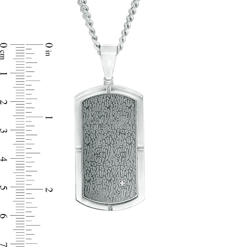 Men’s Diamond Accent Cross and Dog Tag Pendant and Bracelet Set in Stainless Steel with Gunmetal IP