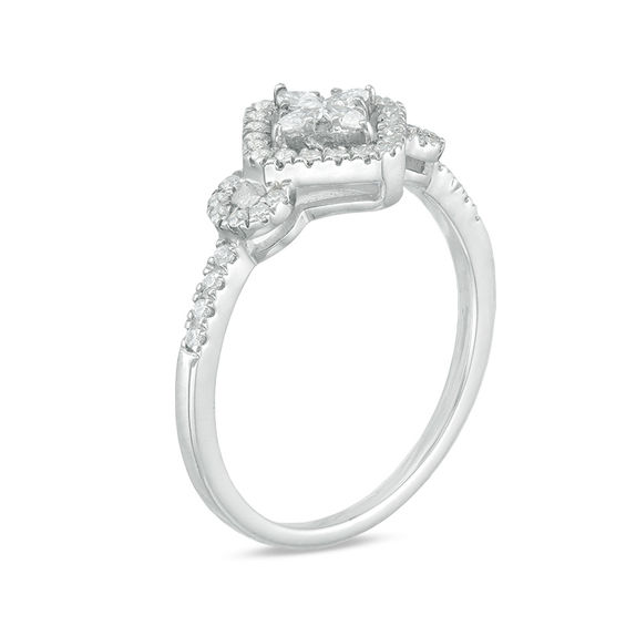 1/3 CT. T.W. Composite Diamond Tilted Square Frame Ring in 14K White Gold 1/3 CT. T.W. Composite Diamond Tilted Square Frame Ring in 14K White Gold