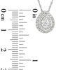 Thumbnail Image 2 of Pear-Shaped Lab-Created White Sapphire Double Frame Pendant in Sterling Silver