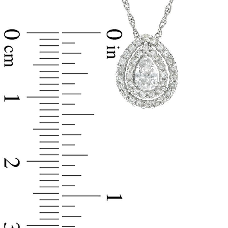 Main Image 2 of Pear-Shaped Lab-Created White Sapphire Double Frame Pendant in Sterling Silver