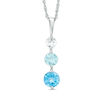 Thumbnail Image 1 of Blue and White Topaz Three Stone Pendant in Sterling Silver