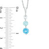 Thumbnail Image 3 of Blue and White Topaz Three Stone Pendant in Sterling Silver