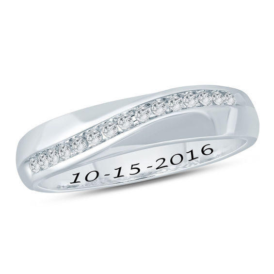 Men S 1 5 Ct T W Diamond Wave Wedding Band In Sterling Silver T W Diamond Wave Wedding Band In Sterling Silver 1