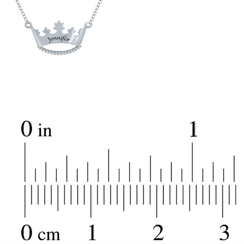 Diamond Accent Crown Necklace in Sterling Silver (1 Name)