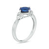 Thumbnail Image 2 of Cushion-Cut Lab-Created Ceylon Blue and White Sapphire Tri-Sides Three Piece Set in Sterling Silver