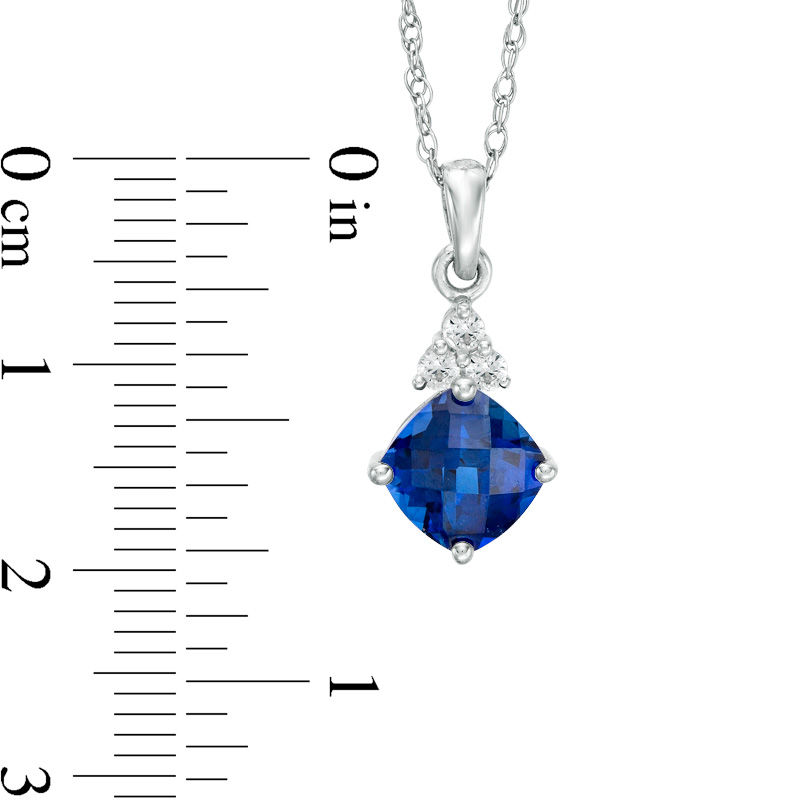 Main Image 3 of Cushion-Cut Lab-Created Ceylon Blue and White Sapphire Tri-Sides Three Piece Set in Sterling Silver