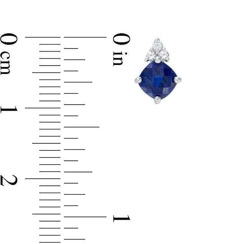 Main Image 4 of Cushion-Cut Lab-Created Ceylon Blue and White Sapphire Tri-Sides Three Piece Set in Sterling Silver