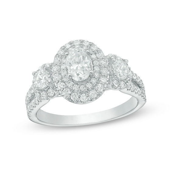 Love's Destiny by Zales 1-1/2 CT. T.w. Certified Oval Diamond Three Stone Engagement Ring in 14K Two-Tone Gold (I/Si2)