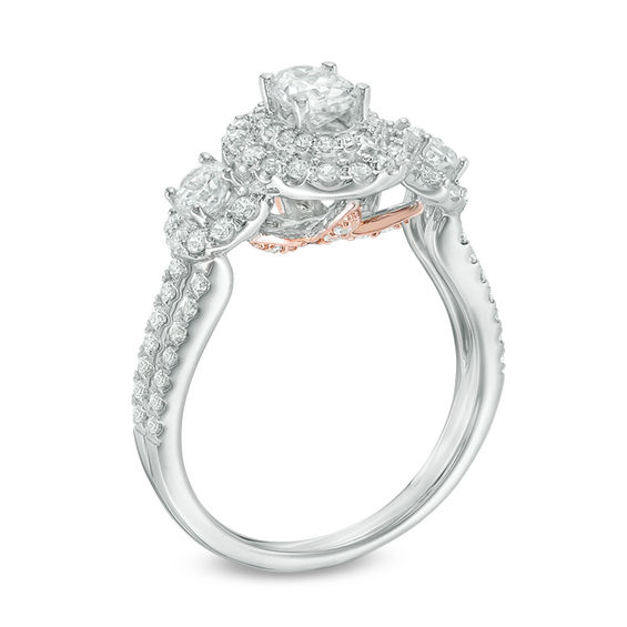 Love's Destiny by Zales 1-1/2 CT. T.w. Certified Oval Diamond Three Stone Engagement Ring in 14K Two-Tone Gold (I/Si2)