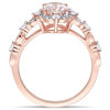 Oval Morganite, White Sapphire and 1/20 CT. T.W. Diamond Frame Ring in 10K Rose Gold